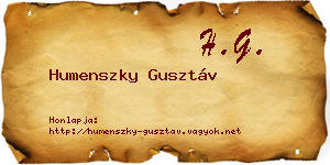 Humenszky Gusztáv névjegykártya